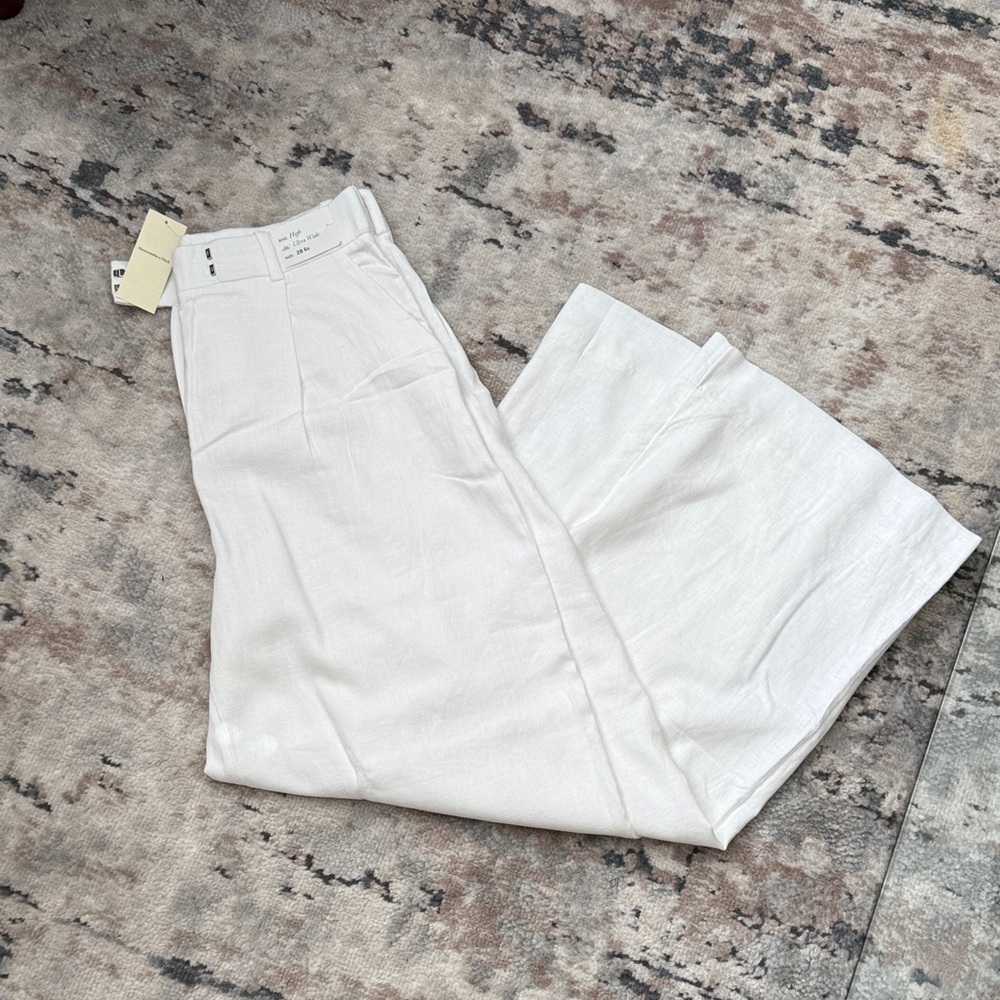 NWT Abercrombie Elegant White Linen Wide-Leg Pants